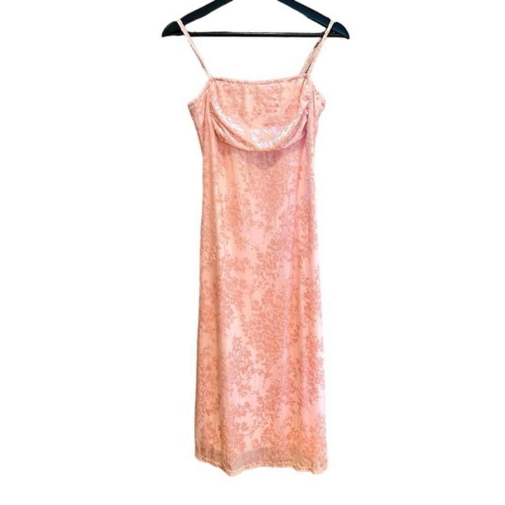 Fashion Midi Dress Womens S Pink Sleeveless With‎ Pink Velvet Floral Print Lined